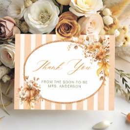 Fall in Love Pumpkin Bridal Shower Thank You Card Dankeskarte