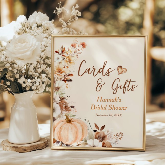 Fall in Love Pumpkin Cards and Gifts Bridal Shower Poster (Von Creator hochgeladen)