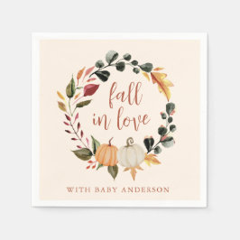 Fall in Love Pumpkin Wreath Baby Shower Serviette