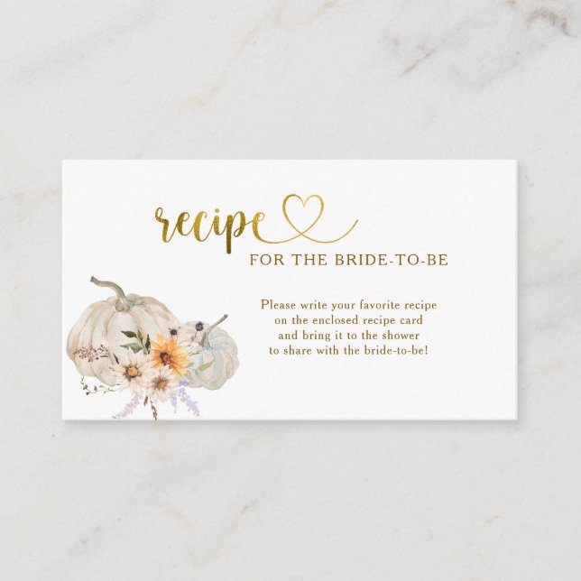 Fall in Love Pumpkins Bridal Shower Recipe Request Begleitkarte (Vorderseite)