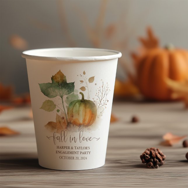 Fall In Love Rustic Elegant Pumpkin Pappbecher (Fall in love with our fall collection)