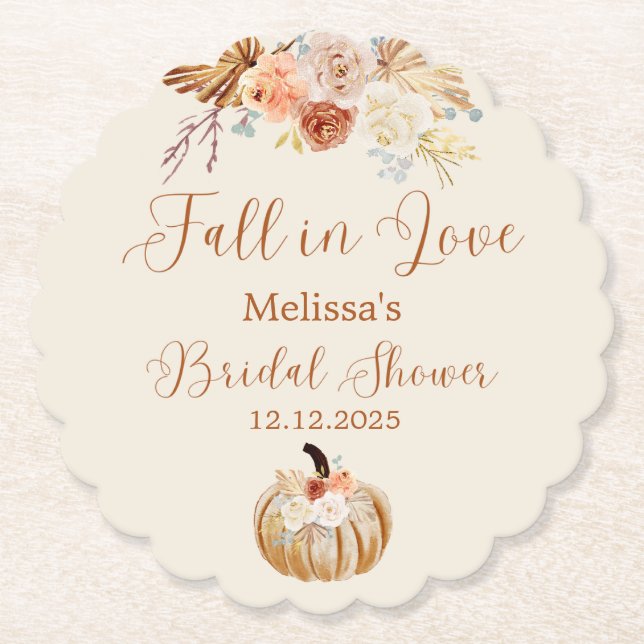 Fall In Love Rustic Terracotta Bridal Shower Untersetzer (Vorderseite)