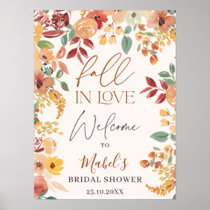 Fall In Love Wasserfarbe Aquarellierte Hochzeits B Poster