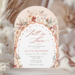 Fall in Love Watercolor Fall Floral Baby Shower Einladung