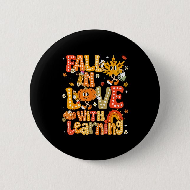 Fall In Love With Learning Autumn Thanksgiving Pum Button (Vorderseite)