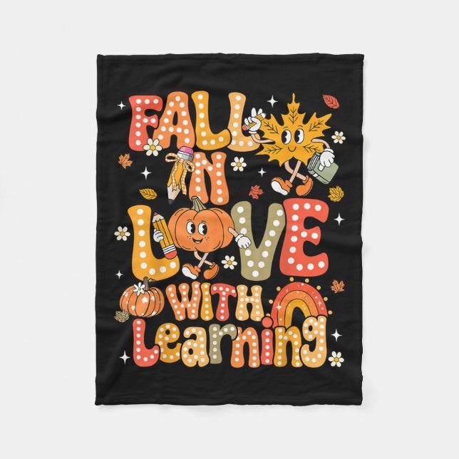 Fall In Love With Learning Autumn Thanksgiving Pum Fleecedecke (Vorderseite)