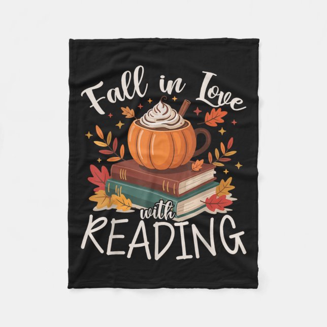 Fall In Love With Reading Autumn Librarian Cute Bo Fleecedecke (Vorderseite)