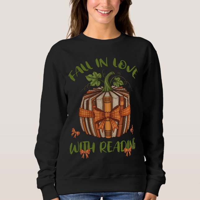 Fall In Love With Reading Cozy Autumn Book Lover Sweatshirt (Vorderseite)