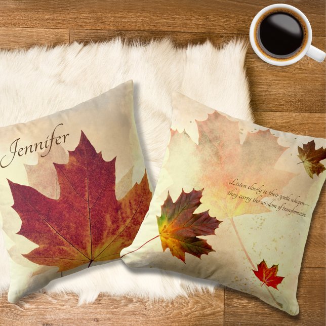 Fall Inspiration Zitat Personalisierten Ahornleaf Kissen (Von Creator hochgeladen)