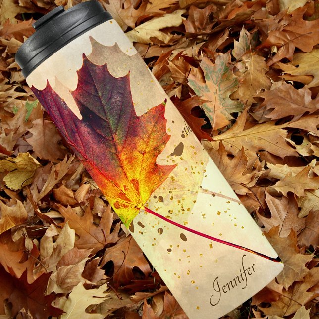 Fall Inspiration Zitat Personalisierten Ahornleaf Thermosbecher (Von Creator hochgeladen)