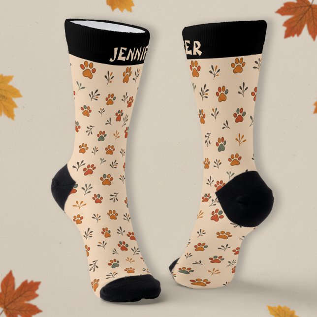 Fall Inspiriert Drucksocken mit Individuelle Name Socken (🍂🐾 Fall inspired paw print socks with custom name!)