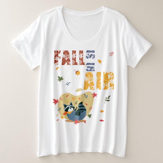 Fall Is in The Air Raccoon Autumn Große Größe T-Shirt (Design vorne)