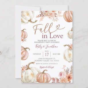 Fall Ivory Beige Pumpkin Engagement Party Einladung
