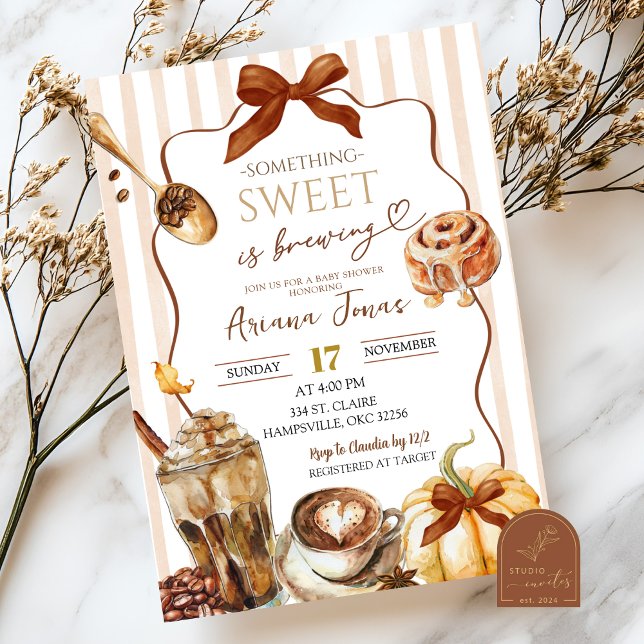 Fall Kaffee Etwas Süßes ist das Brewing Baby Dusch Einladung (Von Creator hochgeladen)