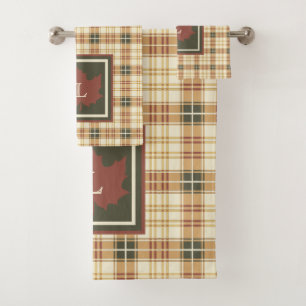 Fall-Karierte Familienmonogramm Badhandtuch Set