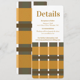 Fall Karierter Flannel Mustard Wedding Details Einladung