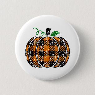 Fall-karierter Kürbis Button