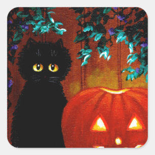 Fall-Katzen-Sticker Creationarts Quadratischer Aufkleber