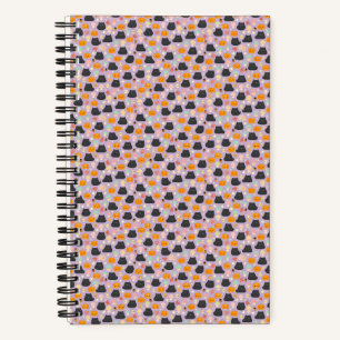 Fall Kawaii Katze und Kürbis Notizbuch