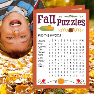 Fall Kids Puzzle Activity Card Karte
