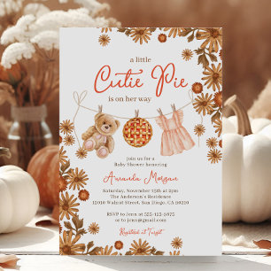 Fall Kleine Süsse Pie Teddy Bear Girl Babydusche Einladung