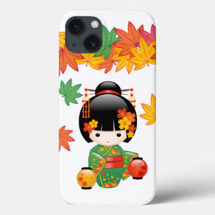 Fall Kokeshi Doll - Green Kimono Geisha Girl Case-Mate iPhone Hülle