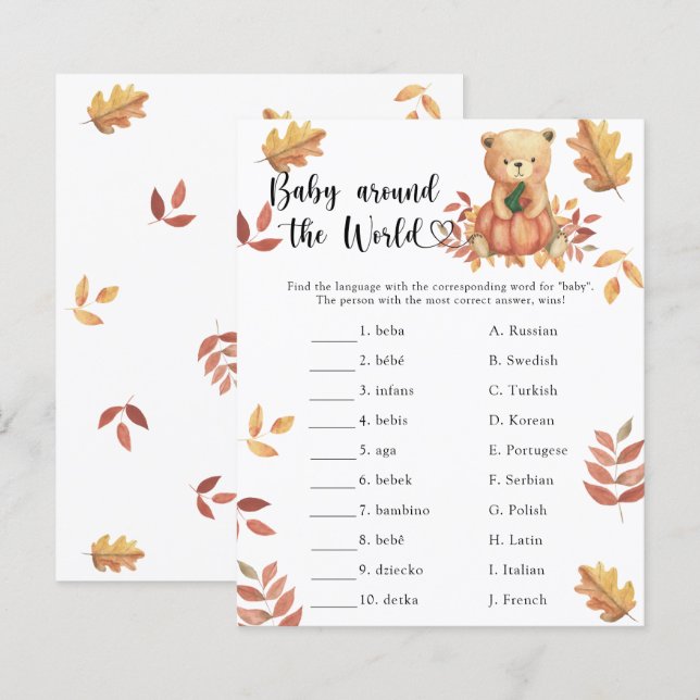 Fall Kürbis. Baby auf der ganzen Welt (Vorne/Hinten)