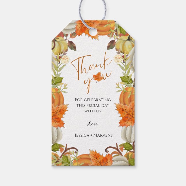 Fall Kürbis danke Ihnen Hochzeit Geschenkanhänger (Vorderseite)