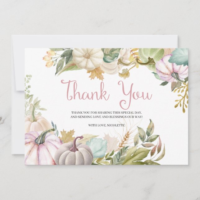 Fall-Kürbis-Herbst danken Ihnen zu kardieren Dankeskarte (Vorderseite)