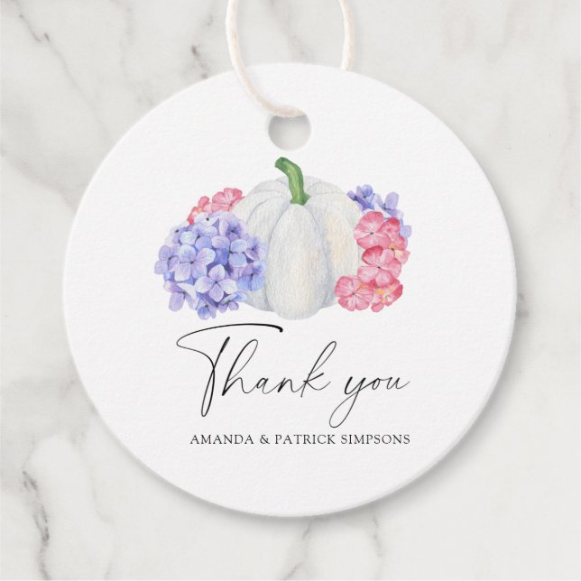 Fall Kürbis - Hochzeit Danke Geschenkanhänger (Vorderseite)