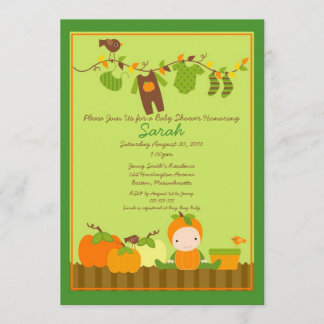 Fall-Kürbis-Jungen-Wäscheleine-Babyparty laden ein Einladung