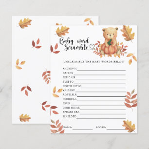 Fall Kürbis und Bär - Baby Word Scramble Game