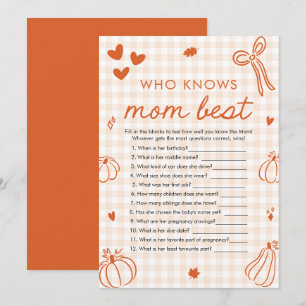 Fall-Kürbis Wer kennt Mama am besten Baby Shower S Einladung