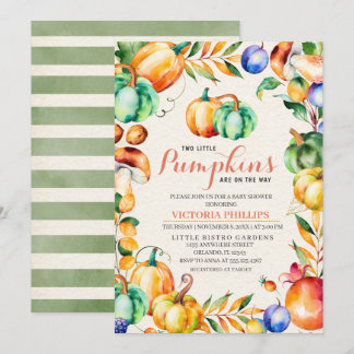 Fall-Kürbis-Zwillings-Babyparty-Einladung Einladung