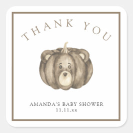 Fall Kürbisbär - Danke Quadratischer Aufkleber