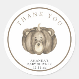 Fall Kürbisbär - Danke Runder Aufkleber