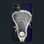 Fall Lacrosse Sports Case-Mate iPhone Case-Mate iPhone Hülle<br><div class="desc">Lacrosse Handy Gehäuse mit einer laxen Stick-Abbildung auf marineblau und schwarz Hintergrund.</div>