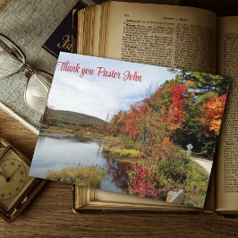 Fall Lake Scene Rural Foliage Pastor Aufwertung Dankeskarte
