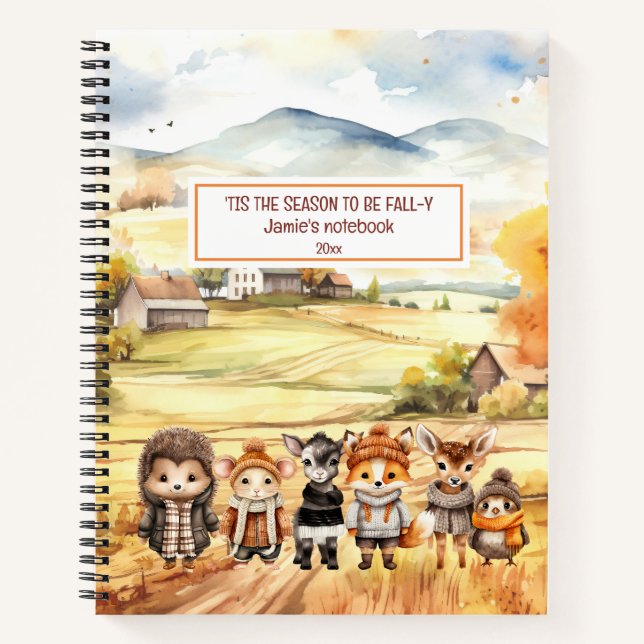 Fall Landschaft Freunde Niedliche Tiere Name Noteb Notizbuch (Vorderseite)