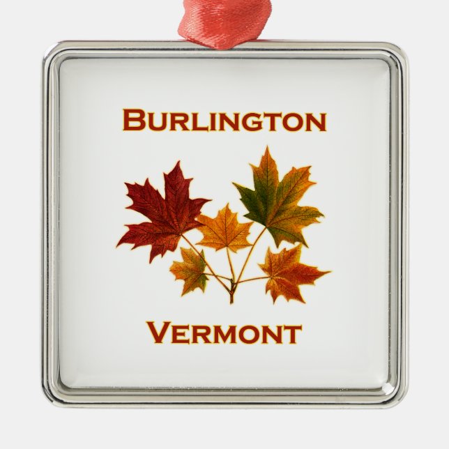 Fall-Laub Burlingtons Vermont - Ahorn-Blätter Ornament Aus Metall (Vorne)