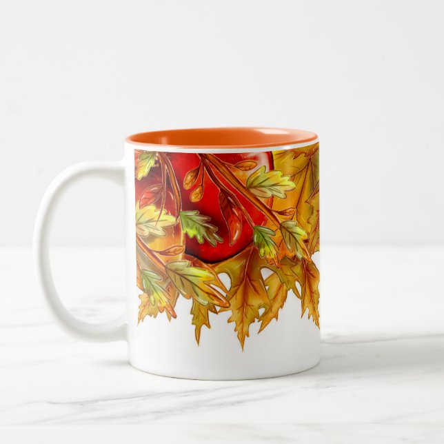 Fall-Laub-Eichel-multi Farbe verlässt Kaffee-Tasse Zweifarbige Tasse (Links)