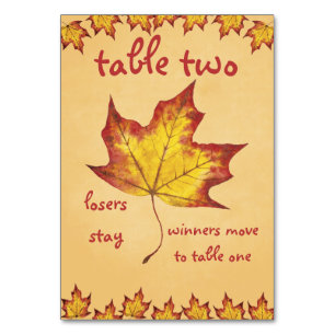 Fall Leaf Bunco Table Card #2 Tischnummer