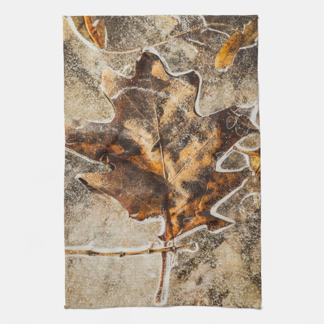 Fall Leaf Frozen Marsch Natur Geschirrtuch (Vertikal)