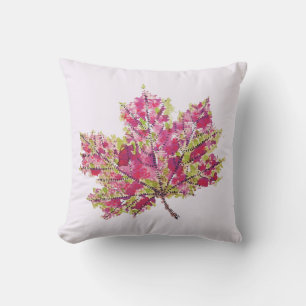 Fall Leaf Kunst - Boho Wasserfarbe Lila Kissen