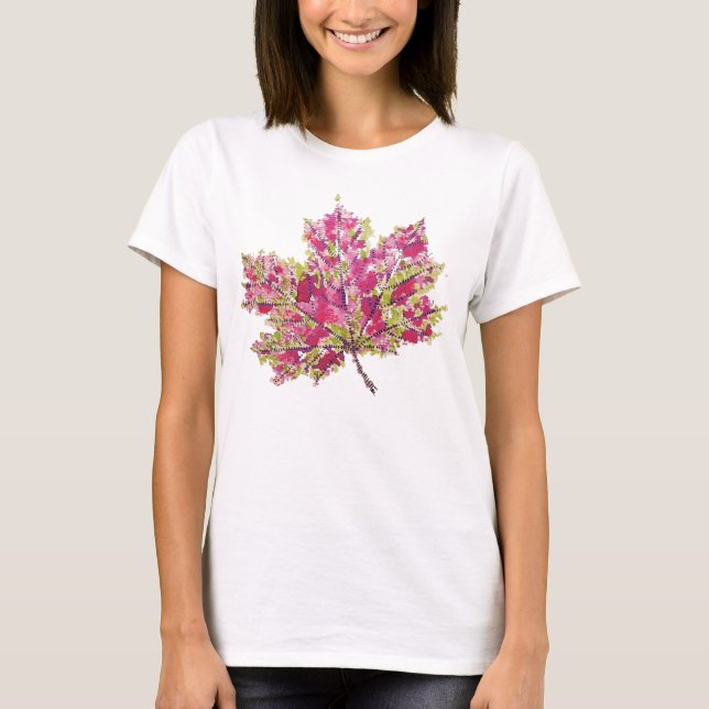 Fall Leaf Kunst - Boho Wasserfarbe Lila T-Shirt (Vorderseite)