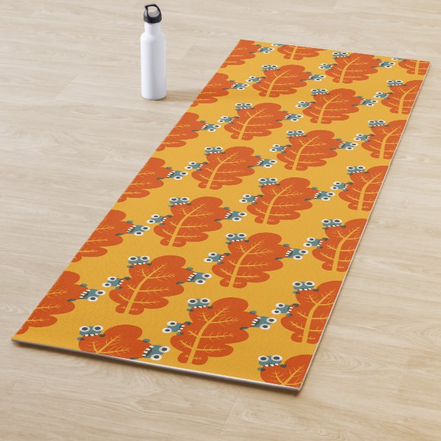 Fall Leaf mit Niedlichem Bugs gelbes Orangenmuster Yogamatte (Beispiel)