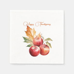 Fall Leaf & Red Apples glückliches Erntedankfest Serviette
