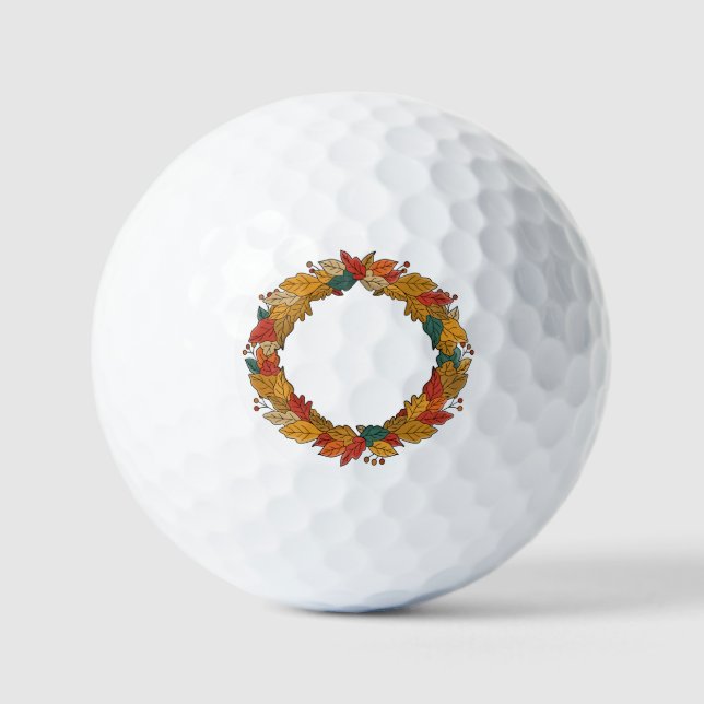 Fall Leaf Wreath Circle Golfball (Vorderseite)