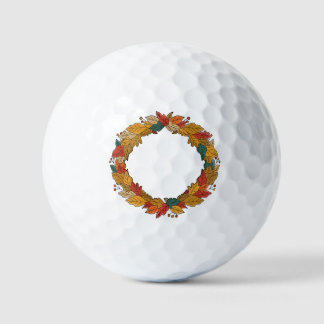 Fall Leaf Wreath Circle Golfball