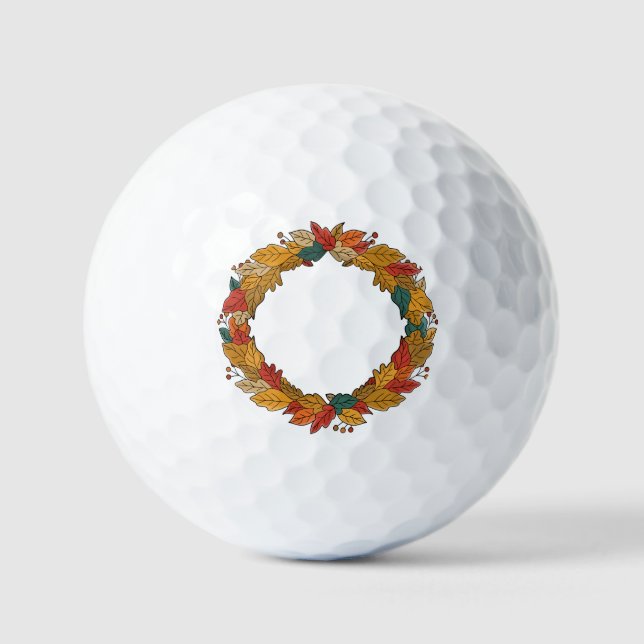 Fall Leaf Wreath Circle Golfball (Vorderseite)
